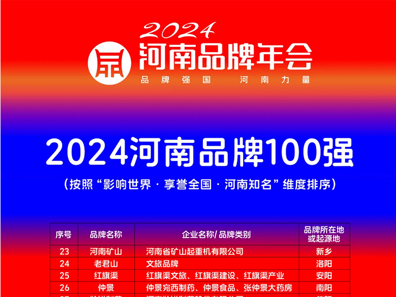 穩(wěn)居百強，行業(yè)引 領｜河南礦山榮登“河南品牌100強”榜單